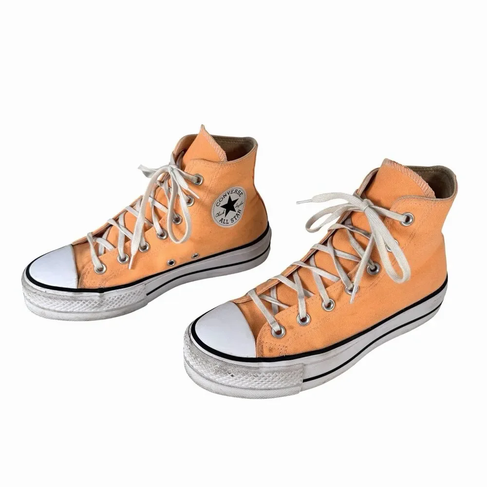Converse Chuck Taylor All Star Lift Hi Platform Peach Beam Orange Womens 8